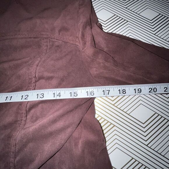 Kut from the Kloth Jacket Wmns Med Purple Faux Suede Crop Open Front Waterfall - Picture 7 of 9